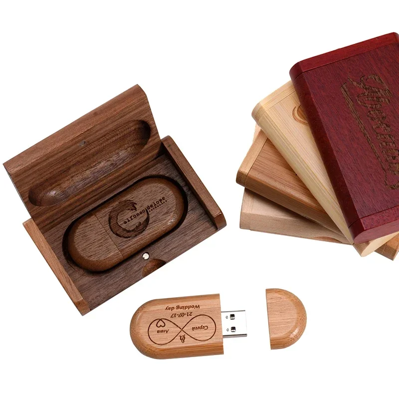 Jaster- Custom Logo Usb 3.0 Flash Drive Caixa de Madeira Bonita Memory Stick Presente Criativo Pen Drive 32gb 64gb 128gb 20 Unidades por Lote - Imagem 4