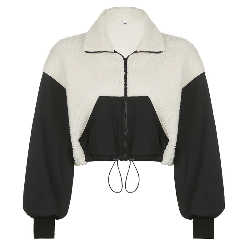 Harajuku Y2k Tops Lambswool Hooded Jacket 2024 Autumn New Fashion Winter Clothes Warm Jackets Long Sleeve Oversized Sweatshirts