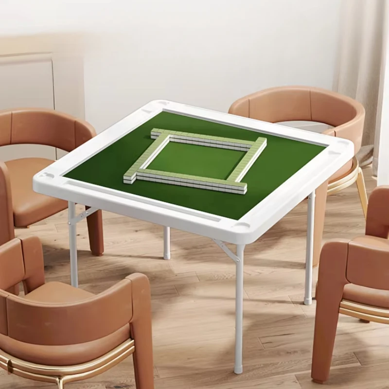 Foldable Mahjong Table Foldable Outdoor Household Hand Rubbing Card Table Small Manual Chess Table  Square Tables Steel Legs