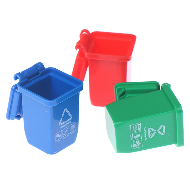 5pcs/set 1:12 Dollhouse Miniature Trash Can Model Furniture Accessories For thumbnail 4