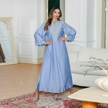 Embroidery Eid Ramadan Elegant Muslim Women Abaya Ramadan Party Long Dresses Woman Dubai Robe Moroccan Caftan Muslim Dress Women