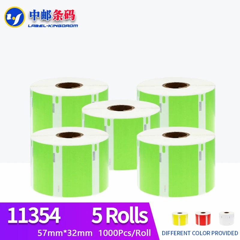 

5 Rolls Dymo Compatible Green 11354 Label 57mm*32mm 1000Pcs for LabelWriter 400 450 450Turbo Printer Seiko SLP 440 450