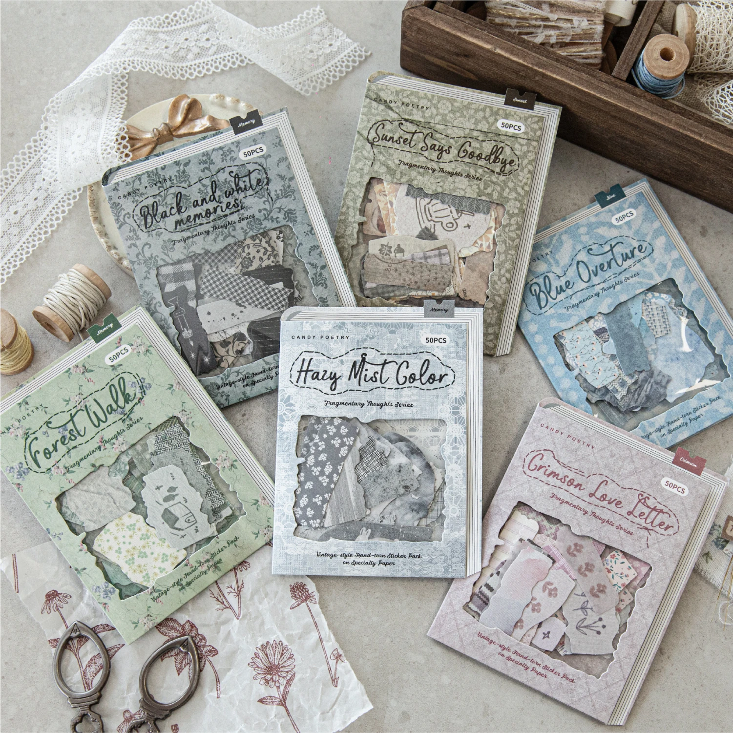 Journal GO 50 Stück fragmentierte Stoffkunst-Aufkleber für Tagebuch, Scrapbooking, Aufkleber, Festival, Geburtstag, Party, Geschenk, Dekorationsmaterial