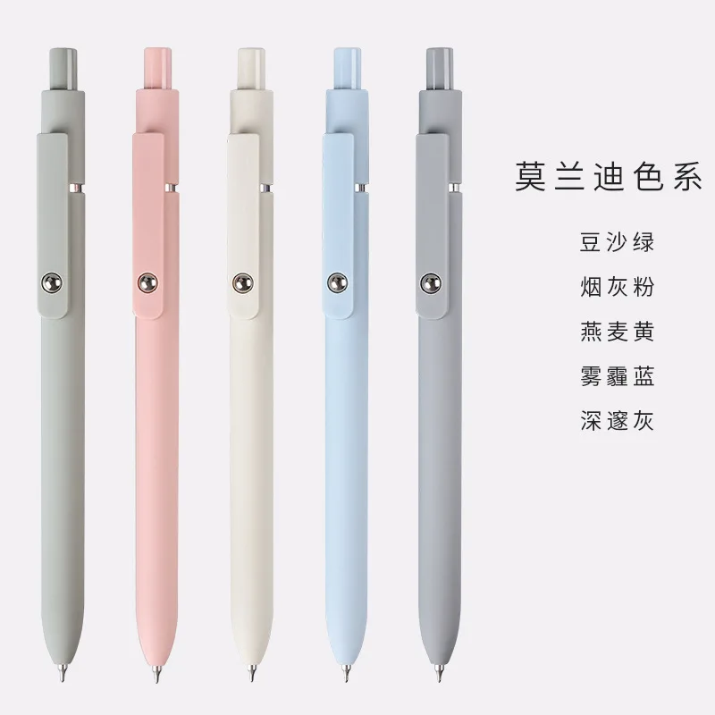 Retro Morandi Retractable Gel ink Ballpoint Pen,Extra Fine Point Black ink Smooth Writing Quick Dry Japan Mikuni ink Refills 6