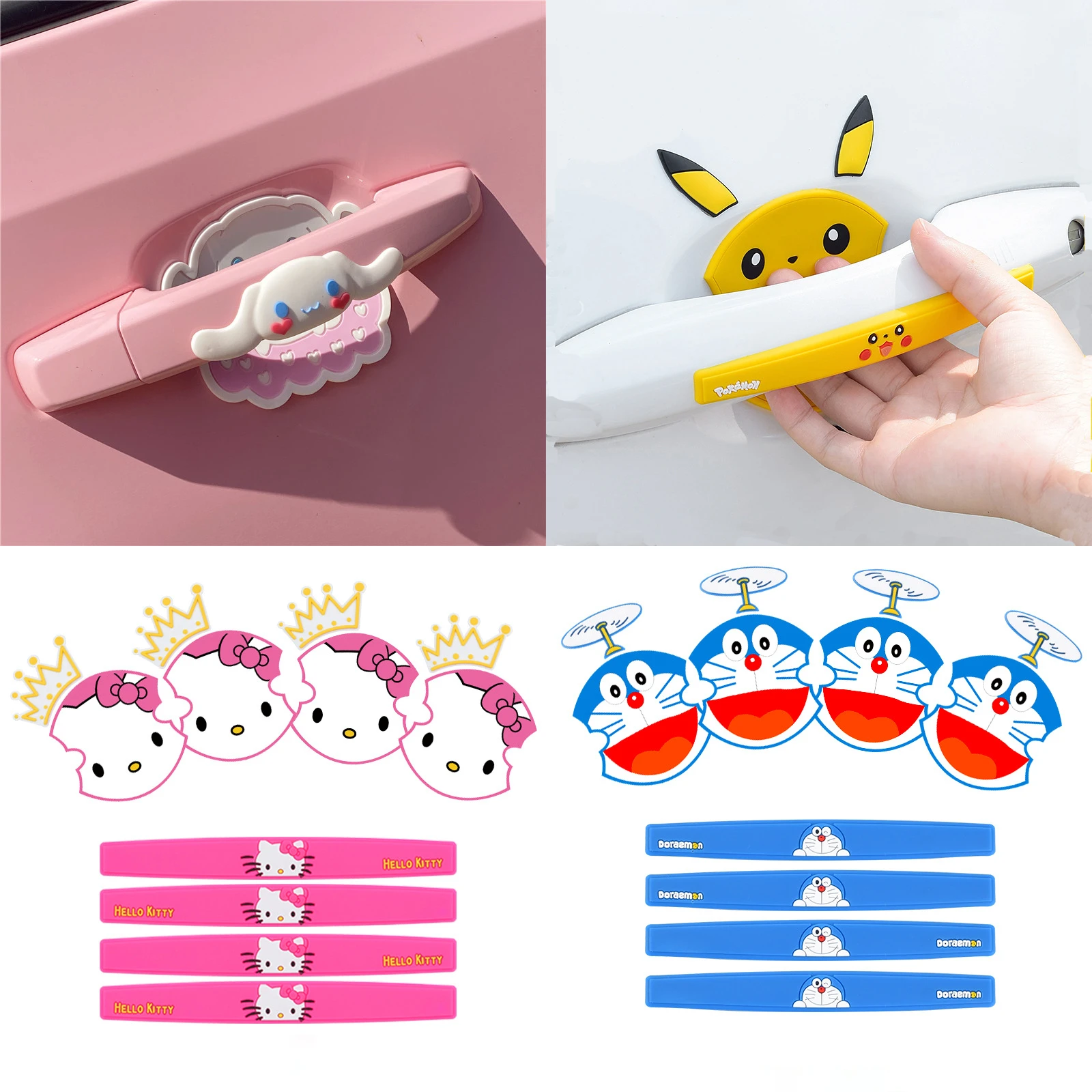 

Kawaii Пикачу циннама аниме мультфильм Универсальная автомобильная дверная ручка Противоударная полоса против царапин наклейка на автомобиль подарок