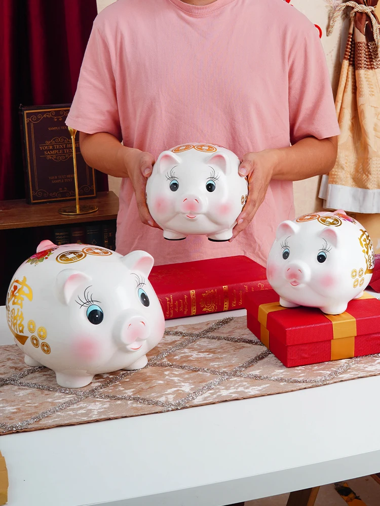 Piggy Bank Piggy Bank Large Capacity Ceramic Pig Decoration Money Saving Box Original Separate Pieces Piggy Bank Cute 3
