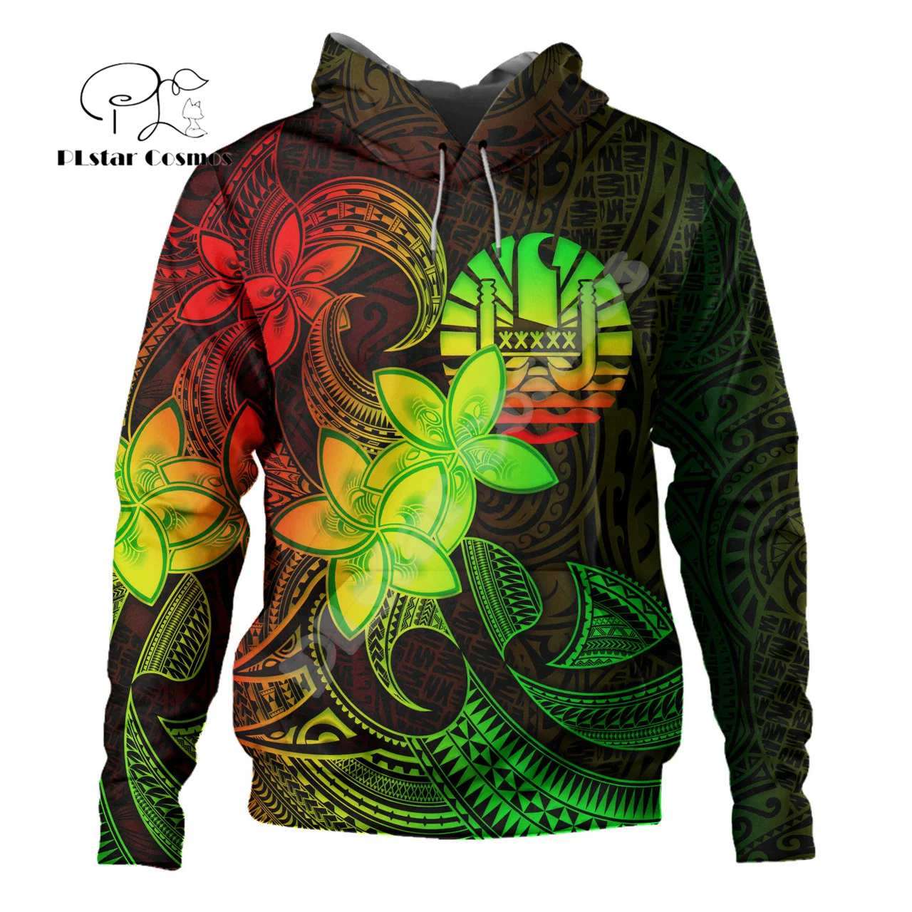 Custom Name French Polynesia Tahiti Country Flag Tribal Hibiscus Tattoo Retro 3DPrint Pullover Harajuku Casual Hoodies Jacket V4