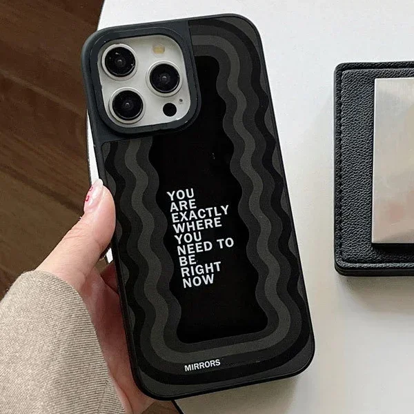 Mirror Surface Wave Black Red Phone Case Cover for IPhone 11 12 13 14 15 Pro Max Case for IPhone 15 Pro Max