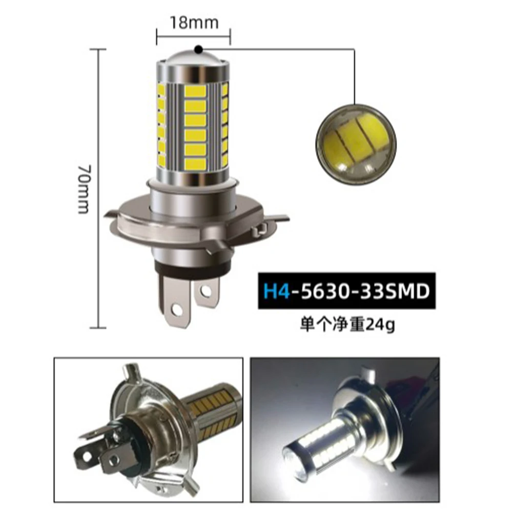 자동차 안개등 LED 헤드라이트 전구, 오토바이 운전 주행 램프, 하이 로우 빔, 슈퍼 브라이트, H1 H3 H4 H7, IP67, 12V, 6W