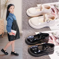 Girls Leather Shoes for School Party Wedding Kids Black White Princess Child's Simple Flats Fashion British Style Mary Janes New 1