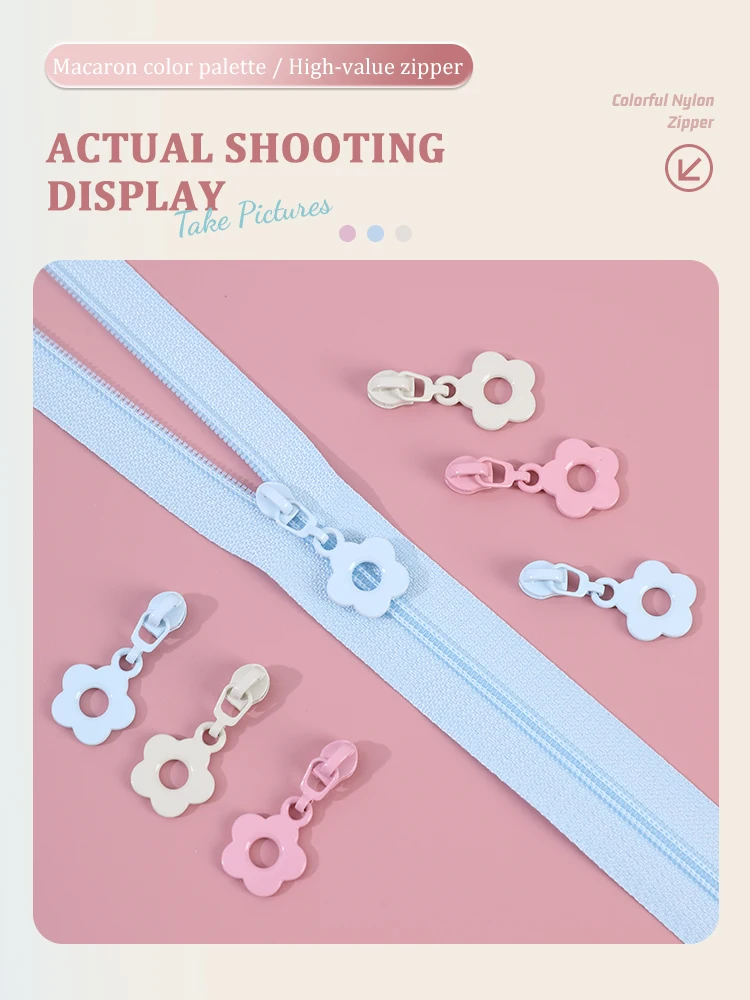 1 Set = 2,0 Meter Reißverschluss + 5 Reißverschlussköpfe, Nylon-Reißverschlussbänder, Heimnähen, DIY-Ersatz, Reißverschluss-Reparaturset, Bekleidungszubehör – Detail 8