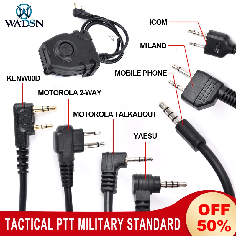 Wadsn Waterproof PTT Military Tactical Headset Comtact/MSA/TCA Headphone For Motolora/Kenwood/ICOM/Yaesu/Midland Airsoft