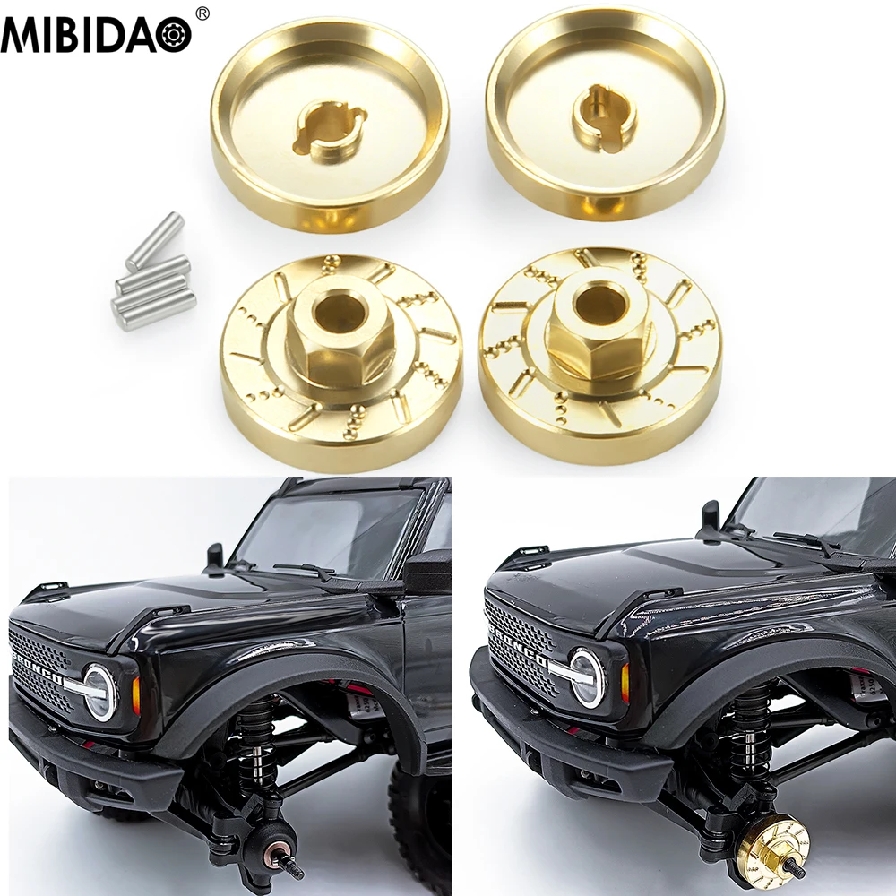 MIBIDAO 4Pcs Brass Wheel Hex Hub Extenders Counterweight For 1/18 TRX