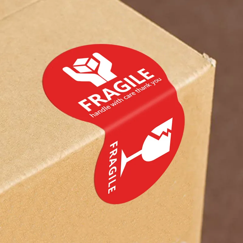 Adesivi Fragili Per Spedizioni - 10 Rotoli, 50x75 Mm, 5000 Etichette Rosse "Fragile" | Per Scatole E Pallet