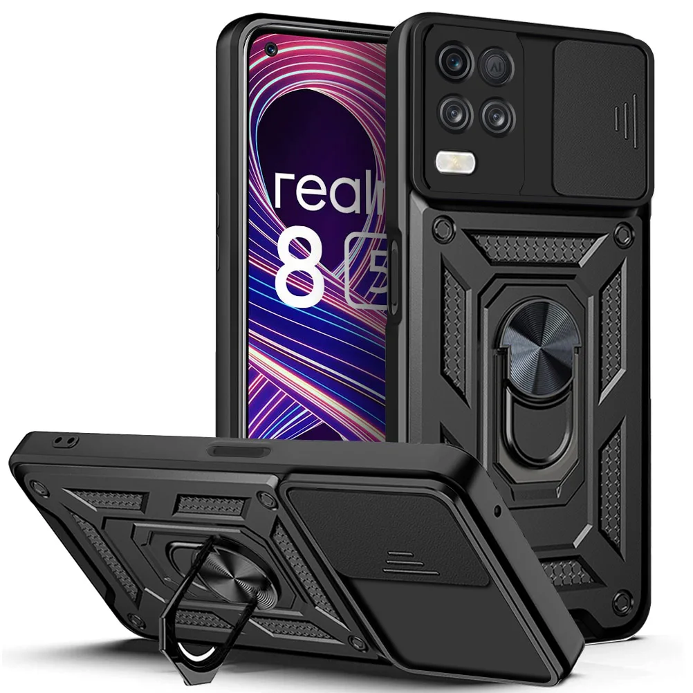 For OPPO Realme 8 5G Case Magnetic Car Holder Ring Shockproof Armor Back Cover For Realme 8i 8 Pro C20 C11 Stand Phone Cases