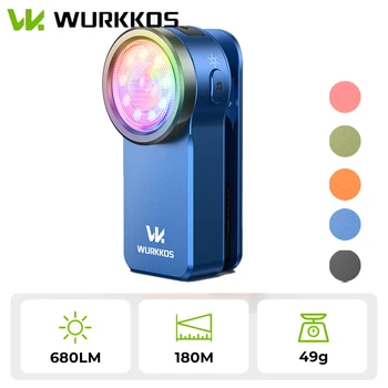 Wurkkos HD03 680LM Mini Clip Light USB C Rechargeable Pocket Flashlight Spotlight/Floodlight Portable EDC RGB Torch with Magnet 1
