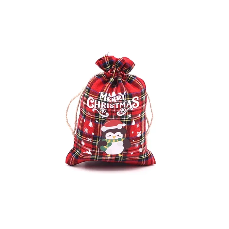 4Pcs/Lot Christmas Gift Bags Small Candy Gift Bag Xmas Drawstring Pouch Party Favor Bags Christmas Party Supplies