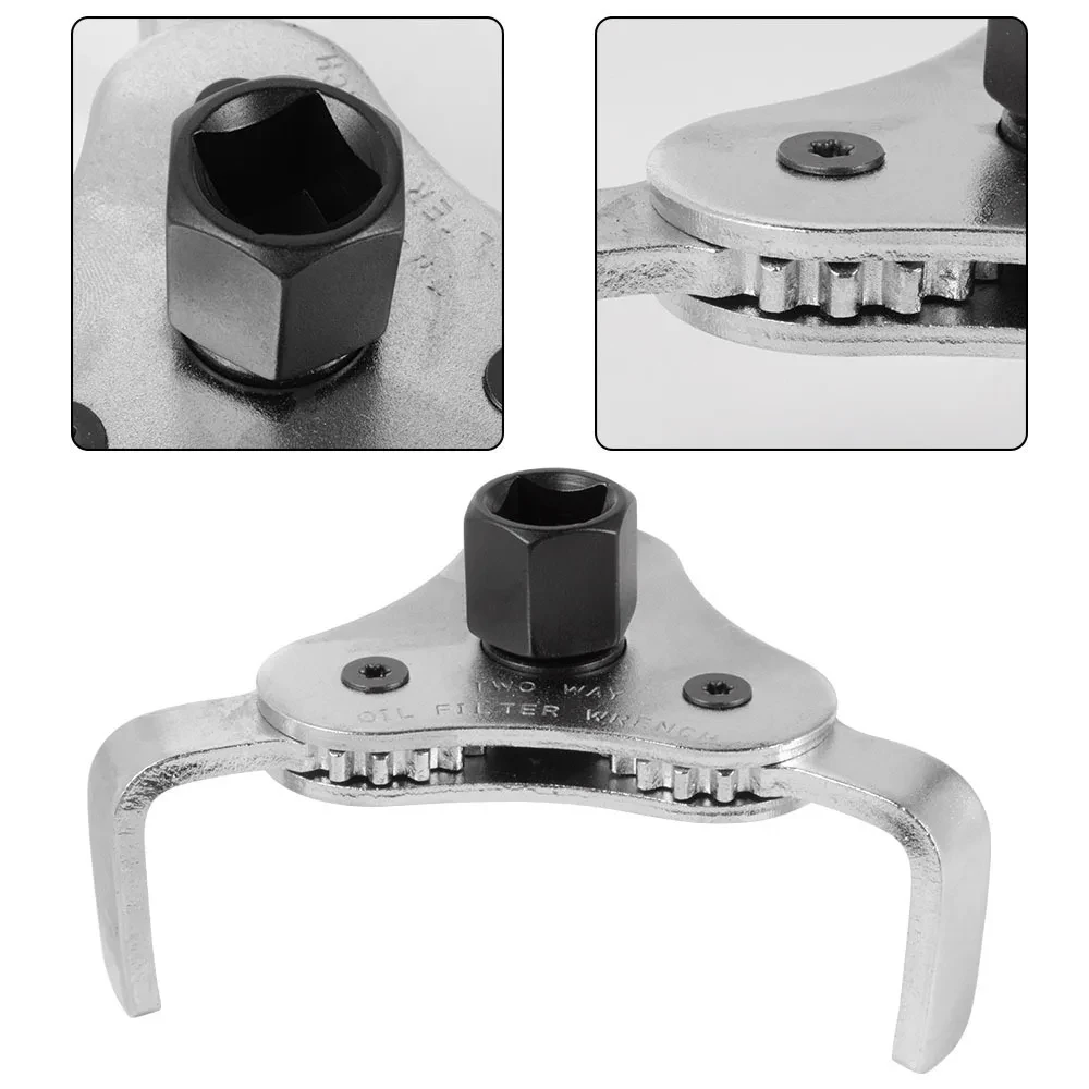 Universal Adjustable Oil Filter Wrench 2-1/2 Inch to 4.5 Inch Tool Set 3 Jaw Uninstall Removal Key