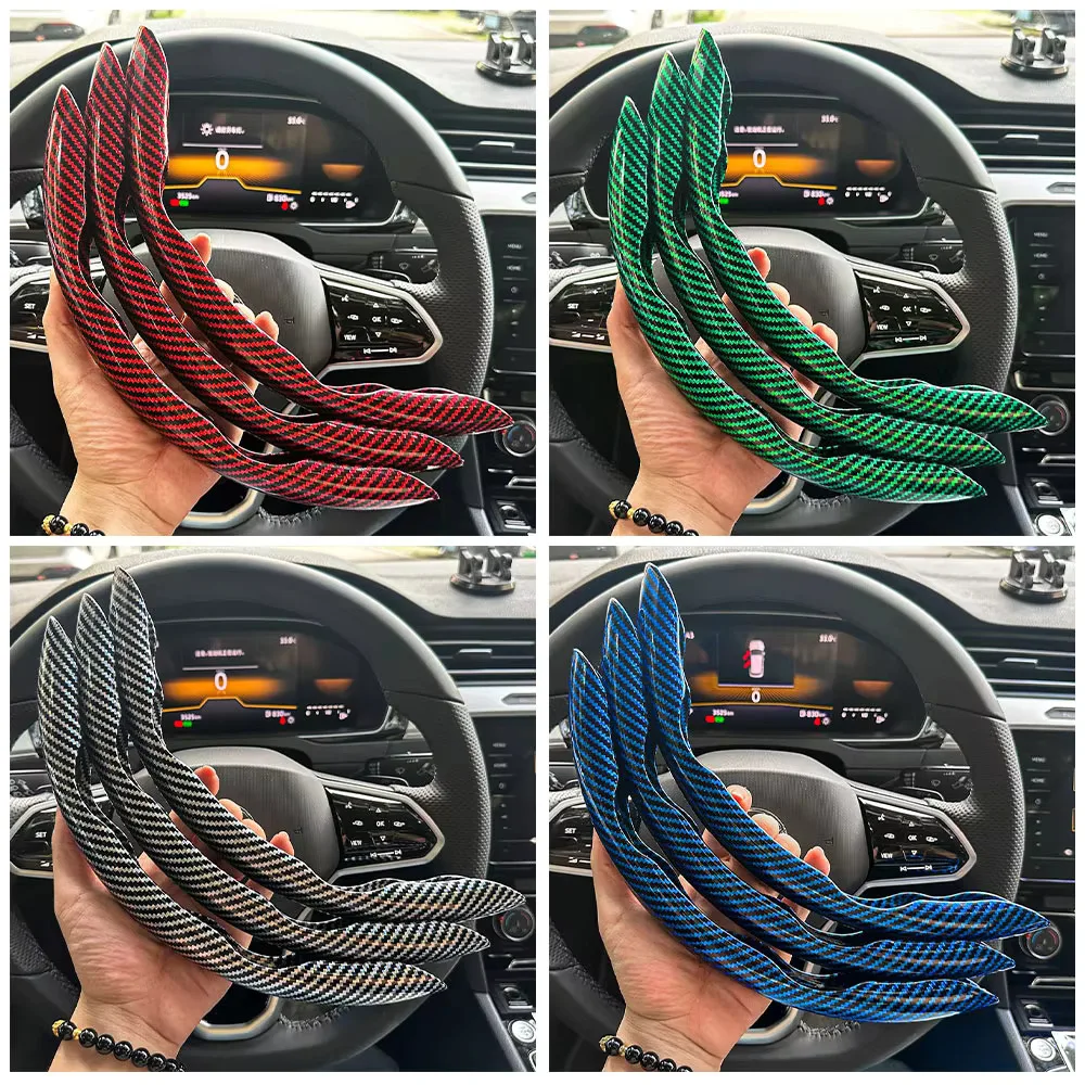 Carbon Fiber Car Steering Wheel Cover 3PCS Non-Slip Washable Anti Dust Interior Auto Accessories