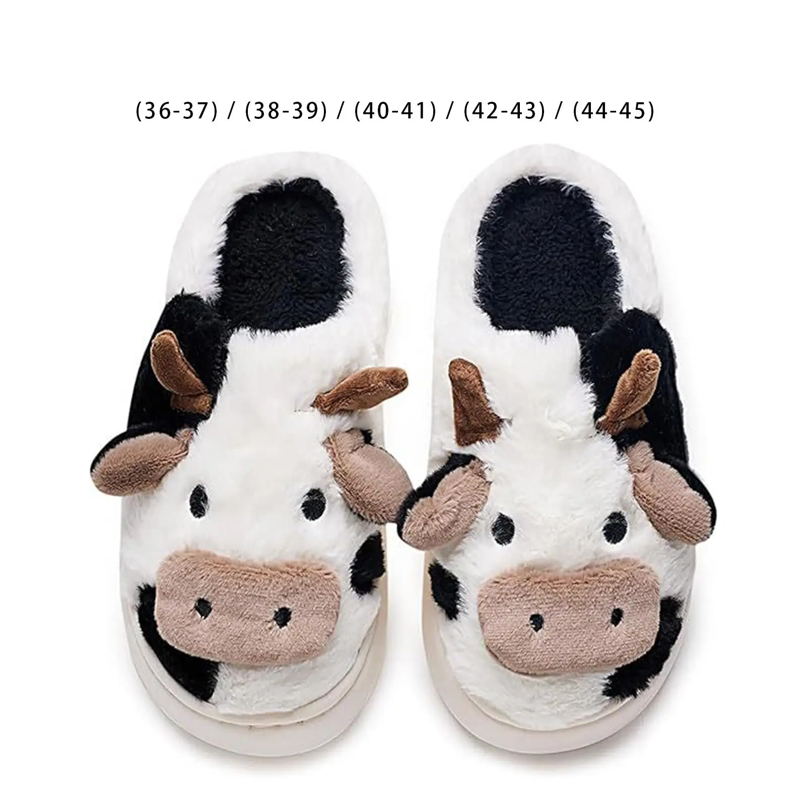 

Winter Cow Plush Slippers Portable Casual Birthday Gift Novelty Adorable Indoor Slippers for Bedroom Apartment Travel Dorm Adult