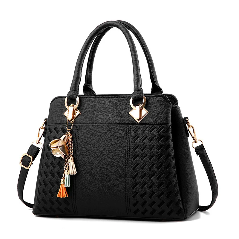 Fashion Women Handbags Tassel PU Leather Totes Bag Top handle Embroidery Crossbody Bag Shoulder Bag Lady