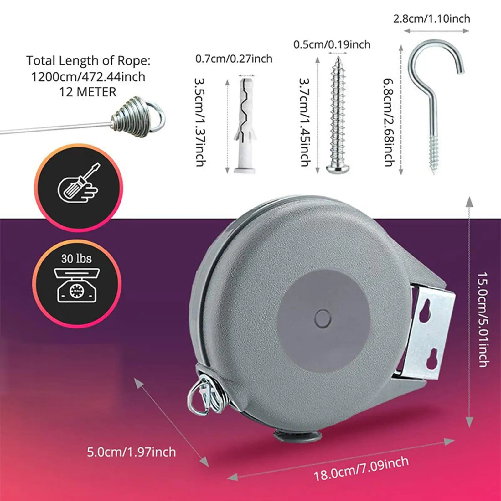 PortableTravelLaundryClotheslineElasticDryingLineswithMounting