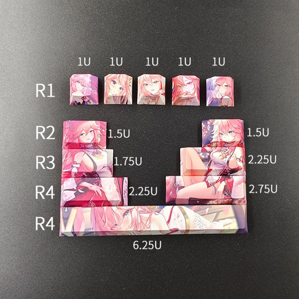 Personagens de Anime Keycap Personalizado Pbt Sublimação Perfil Cereja Teclado Mecânico Suplemento Chave Personalizado 12 Pcs - Imagem 6