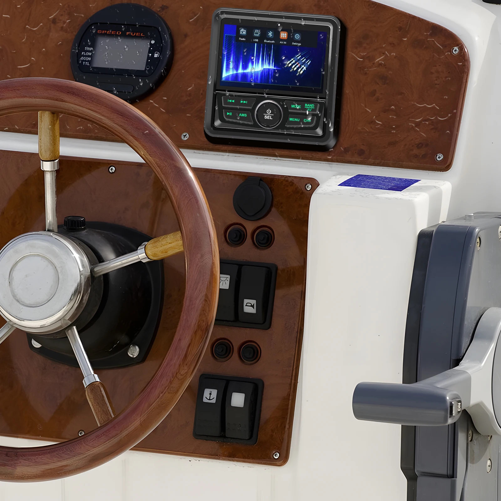 Waterproof Marine Radio Stereo MP3 Player Media Receiver For UTV ATV Boat Truck Head unit Sound System Compatible With Bluetooth
