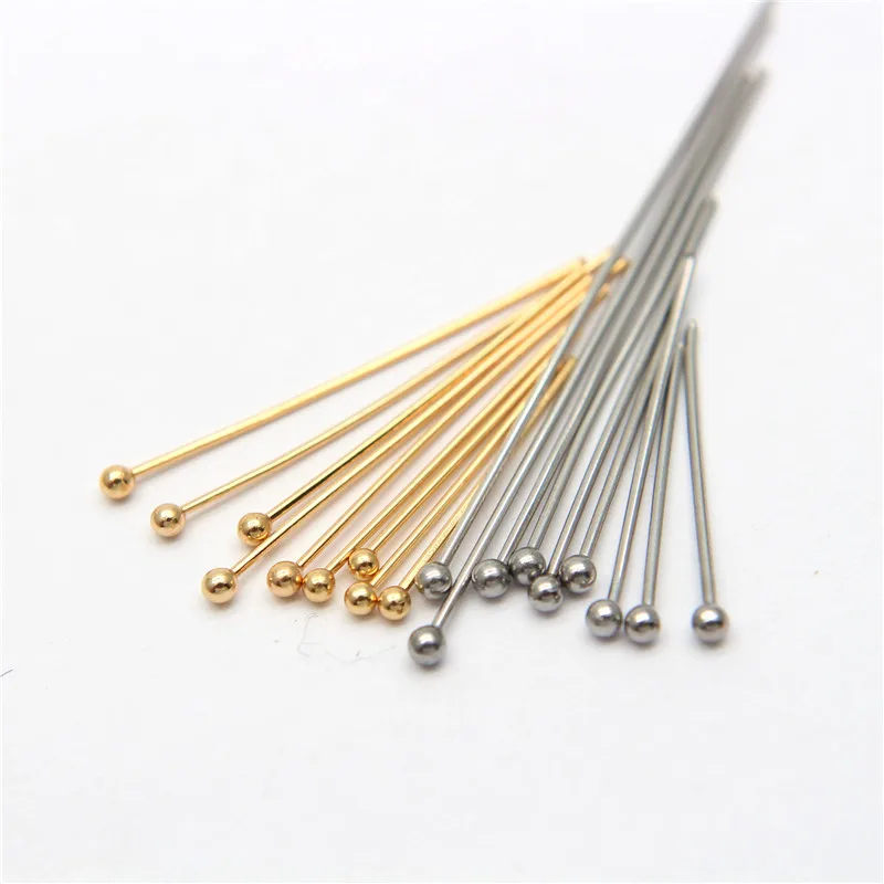 금 실버 도금 볼 헤드 핀, 316 스테인레스 스틸, 22, 25, 30mm, 쥬얼리 제작, 24 게이지, 10-50PCs/로트