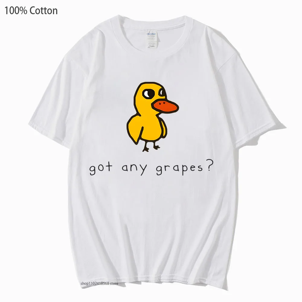 

The Duck Song Got Any Grapes T-Shirt 100% Cotton Summer Clothes Female Casual Short Sleeve Tshirt for Women Kawaii Cartoon Tees