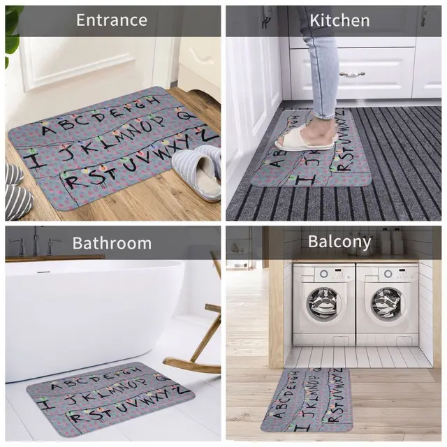 Csúszásmentesen Csúszás Doormat Stranger Dolgok Ábécé Szőnyegfürdő Hálószoba Szőnyeg Kültéri Otthon Modern - Image 5