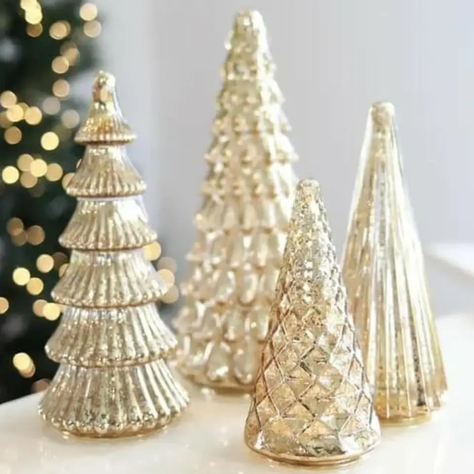 Albero di Natale in vetro illuminato, statuetta di albero di Natale in vetro, albero di Natale in vetro con luci verdi a batteria, luci notturne, decorazioni da tavolo per , finestra