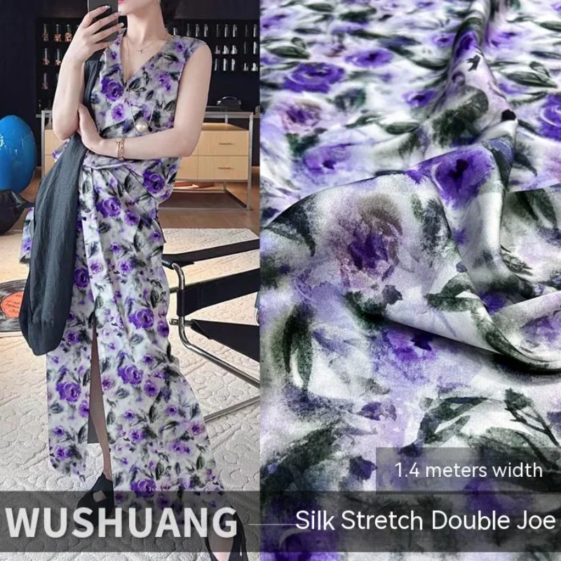 

Silk Stretch Double Joe Wide Fabric Mulberry Silk Spring Summer Draped Dress Shirt Designer Handmade Fabrics by the Meter