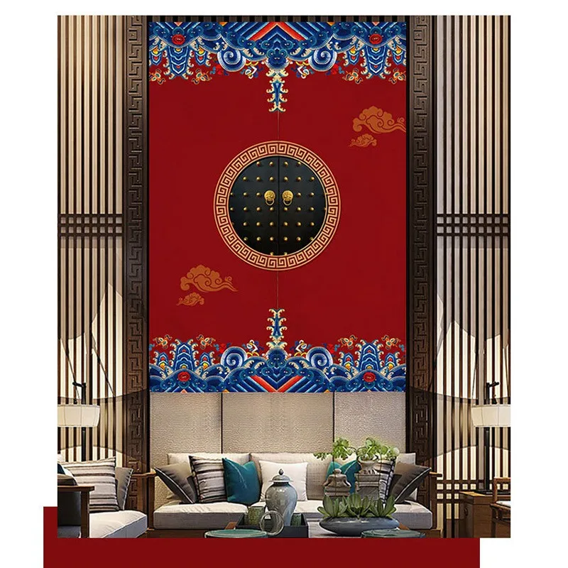 Traditional Chinese Printed Door Curtains Partition Bedroom Restaurant Entrance Feng Shui Curtain Home Decorative Noren Drapes 4