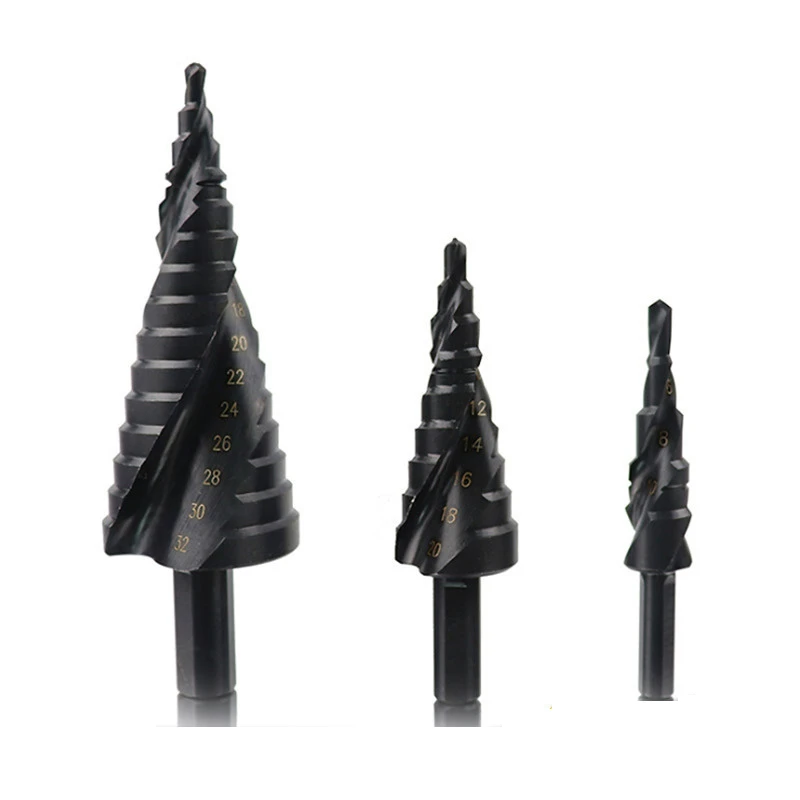 

LAMEZIA 3PCS HSS Cobalt Step Stepped Drill Bits Set Nitrogen High Spiral For Metal Cone Triangle Shank Hole woodworking tools