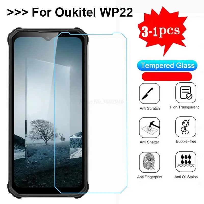 3-1Pc Vetro Temperato Per Oukitel Wp22 Screen Protector 9H Hd Cover Protettiva In Vetro Per Cristal Templado Oukitel Wp22 Pellicola Per Telefono