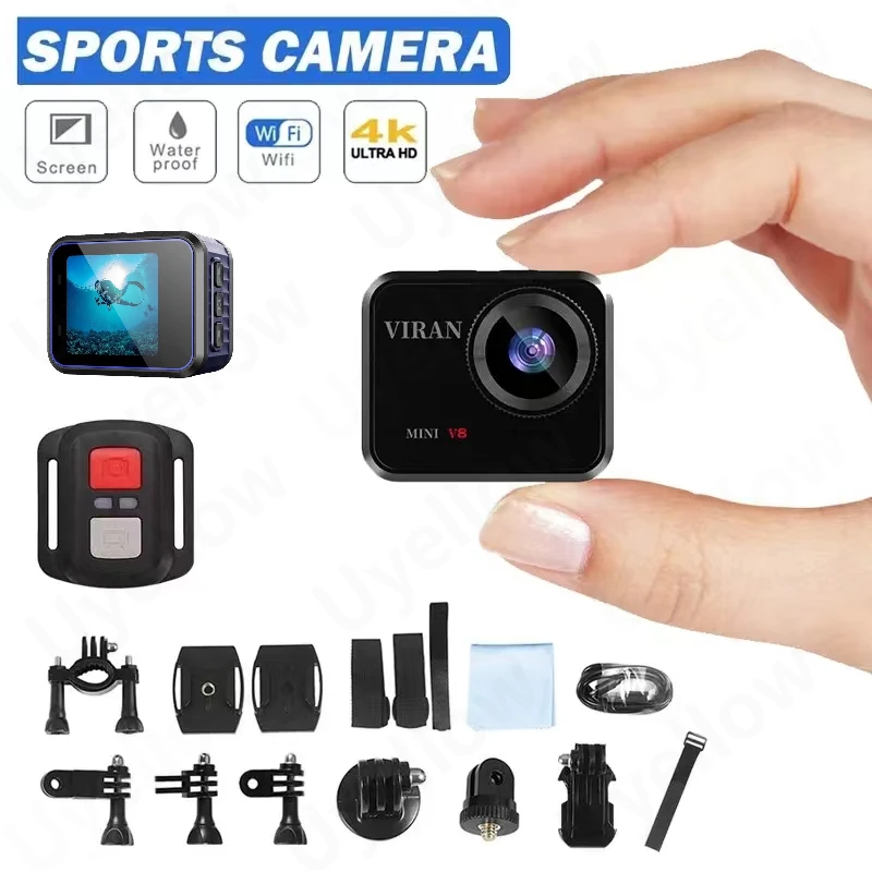 

Wifi Mini Action Camera V8 4K HD 60FPS with Remote Control Screen Waterproof DV Sport Camcorders Drive Recorder Wireless Webcam