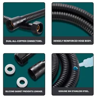 Black Stainless Steel Shower Hose 1.5M/2M Flexible Anti-winding Bathroom Water Pipe G1/2 Interface Explosion-proof Shower Tube 4