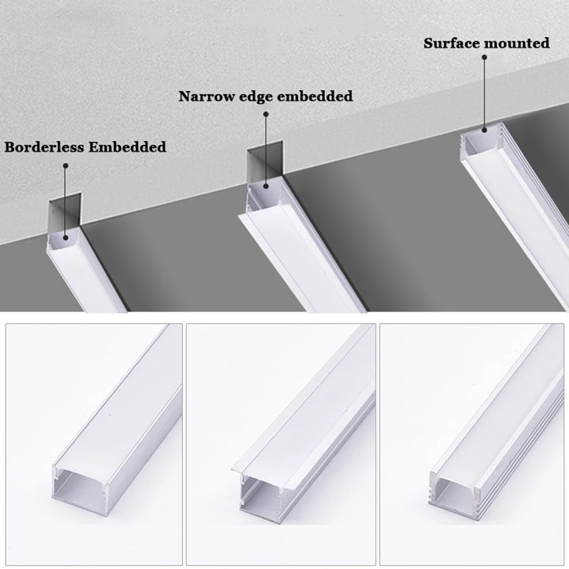 Description Picture 5 of item0.5/1M/2M Led Aluminum Profile Channel Diffuser Holder U/v/w Shape Black/silver Linear Light Bar Ceiling Wall Corner Lighting