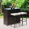 3PCS Patio Bar Set Outdoor Furniture Set Wicker Bistro Set With Two Stools for Patio Backyard Balcony Garden Furniture Sets 1