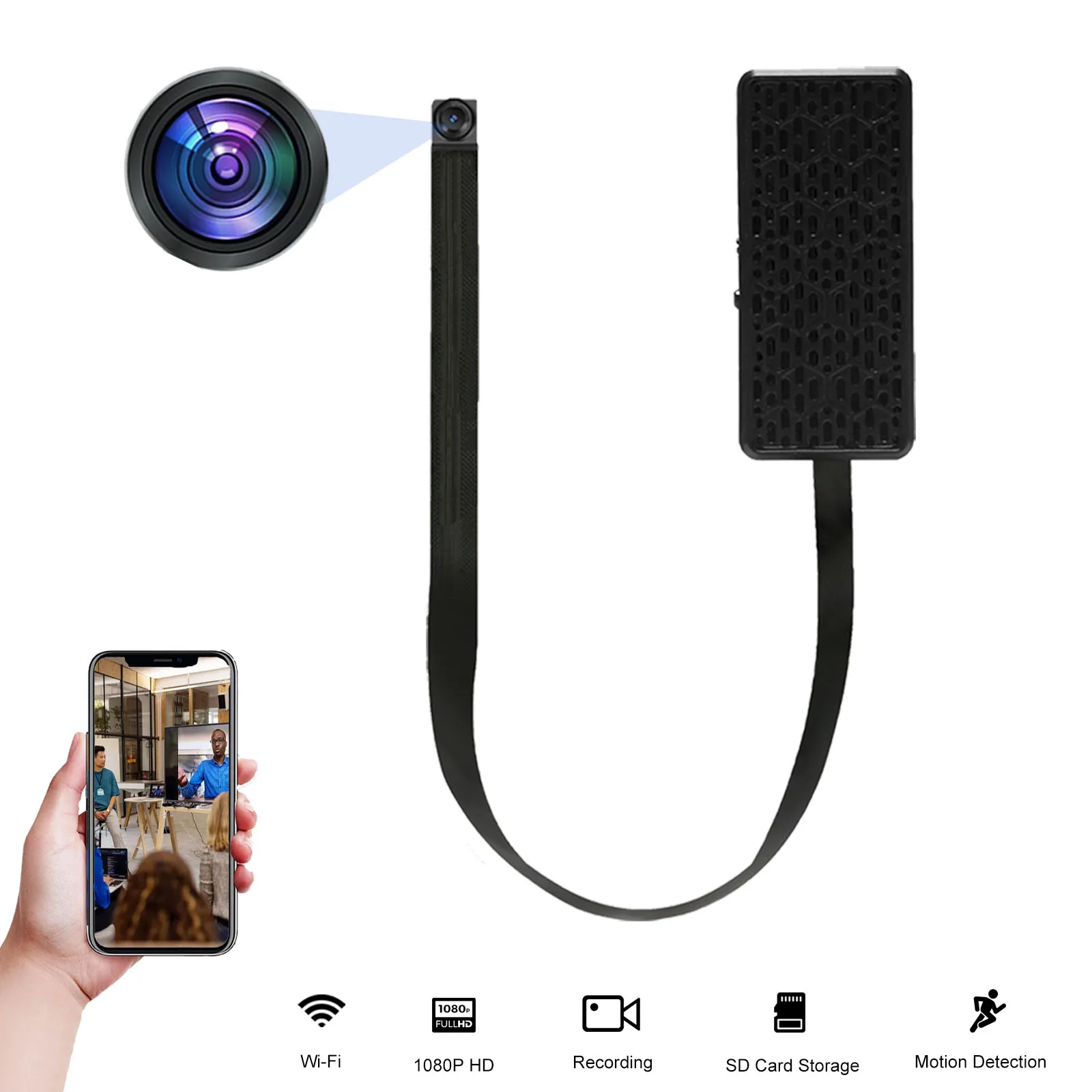 DIY Мини Wi-Fi няня камера с удаленным просмотром, обнаружением движения, записью, хранилищем SD-карты, приложением для безопасности дома и офиса