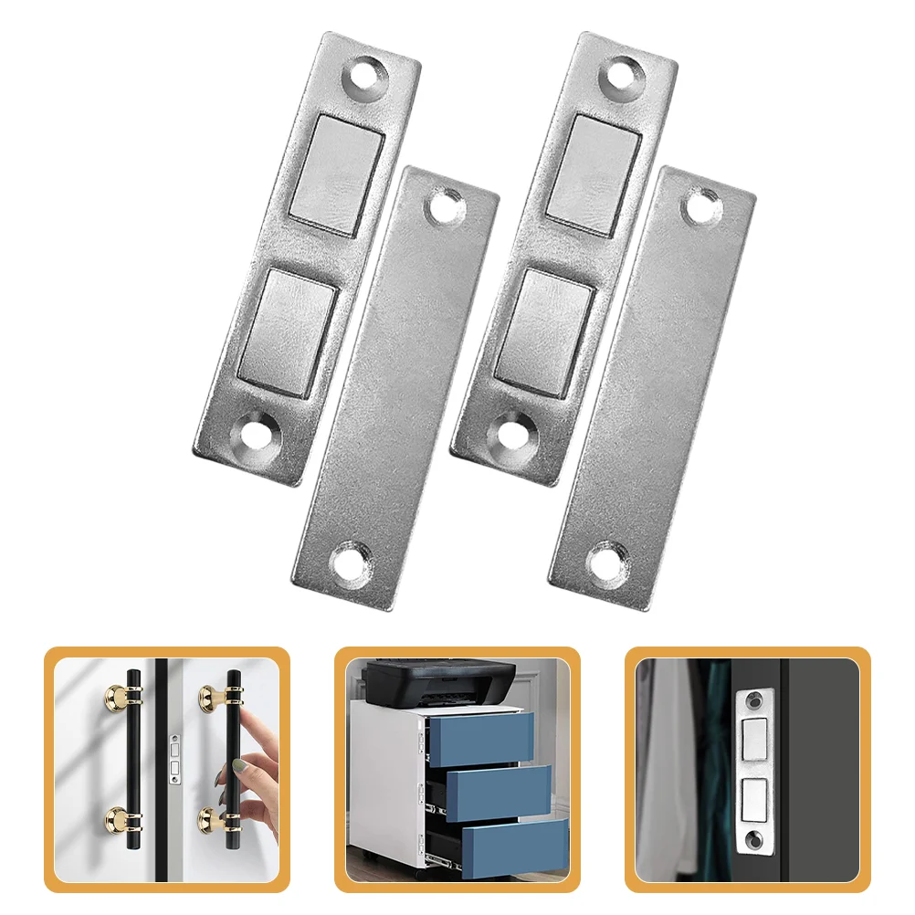 2 Pairs Magnetic Lock Door Invisible Magnets 650X160X020CM Cold Rolled Steel Cabinet Doors Stop Catch