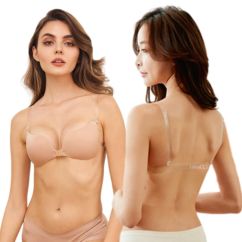 Invisible Bra Backless for Women Wedding Dress Sexy Underwear with  Transparent Straps Push Up Lingerie Silicone Bras Adhesive