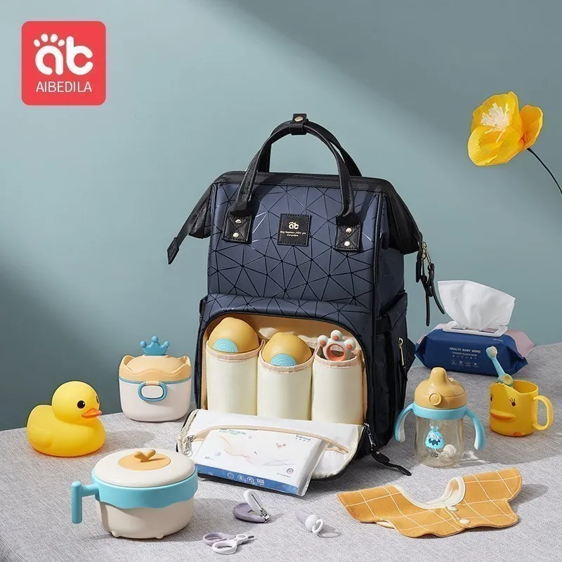 AIBEDILA Mommy Bag Fashionable and High Quality Waterproof Large Capacity Supplies Supplies for Pregnant Women Babies Backpacks 5