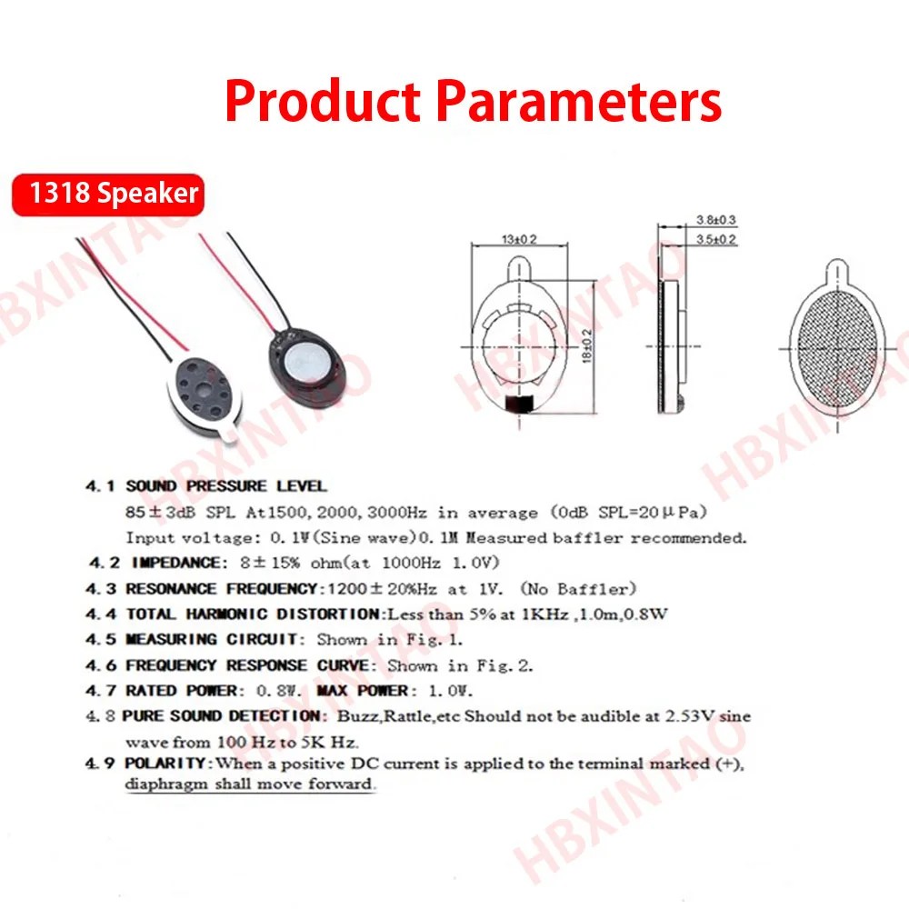 8 Ohm 1 Watt Lautsprecher für Telefon und Tablet, Mikro-Lautsprecher 8Ω 1W 1510 1018 1318 2014 2209 2030 2415 2809 Kleiner Sprachlautsprecher mit MX1.25m Anschluss – Detail 6