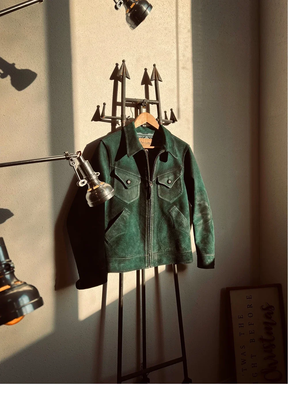

Tailor Brando 22-21 New Zealand Peacock Green Washed Cowhide 1920 Mendoza Navajo Style Lining Vintage Lapel Fashion Jacket
