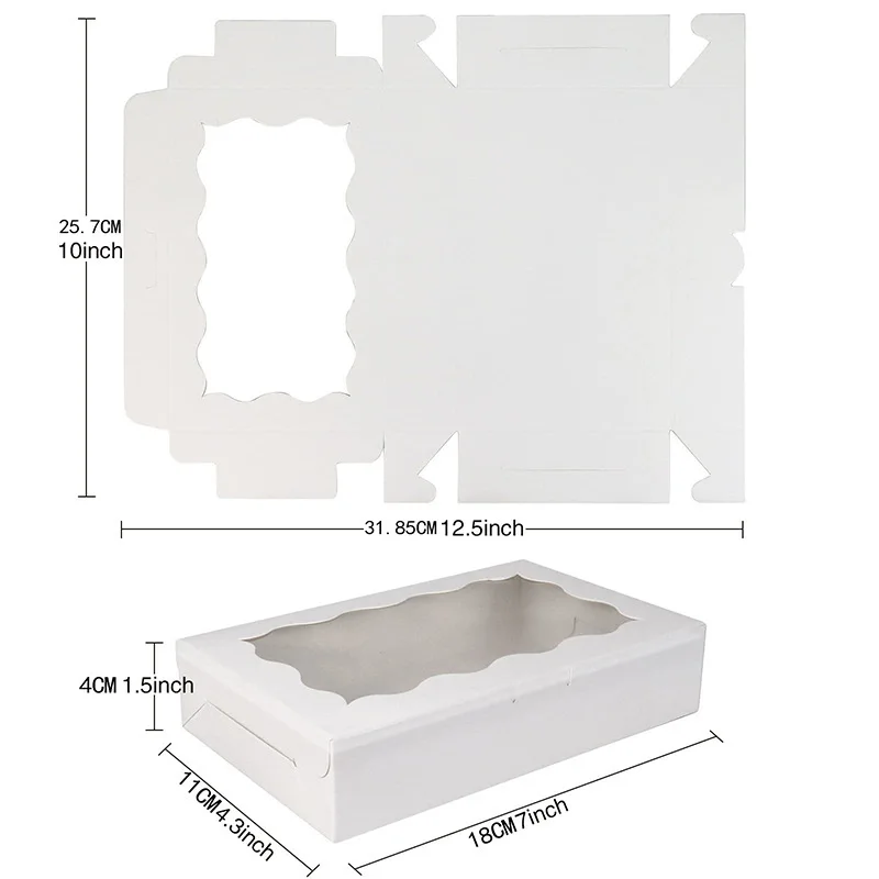 50PCS Kraft Paper Gift Boxes with Transparent Window – Rectangular Packaging for Cake, ... - SKU KPGB1030 - UGI Packaging