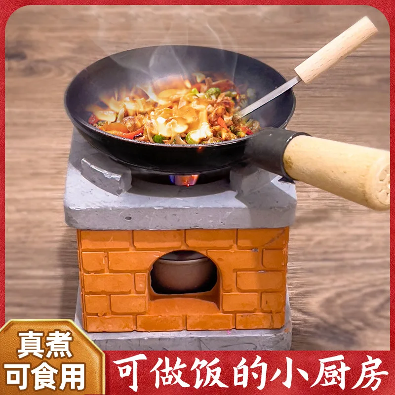 Children's Mini Kitchen Play Home Cooking Toys Real Cooking Wooden Full Set Simulated Kitchenware Set kitchen toys pretend kitchen toys pretend food toys doll house toys