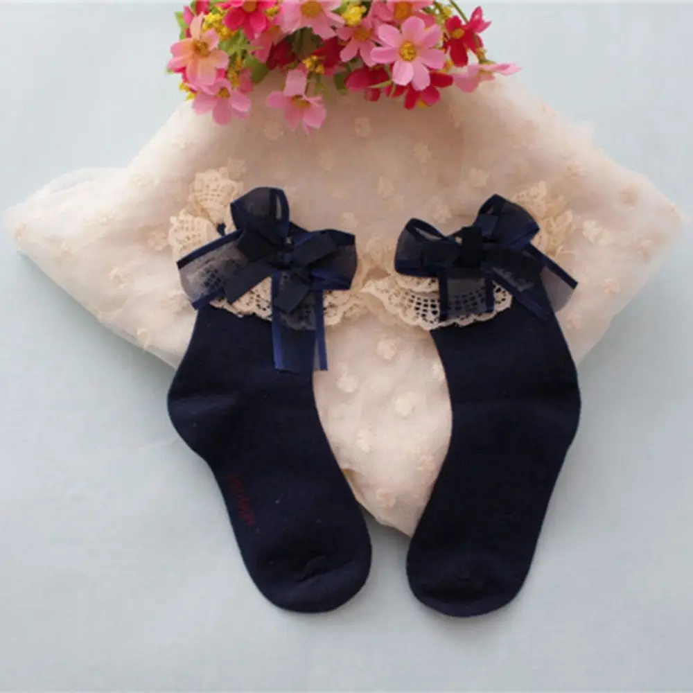 Lovely Ankle Sweet Short Princess Socks Lace Frilly Ruffle Cotton Big Bow