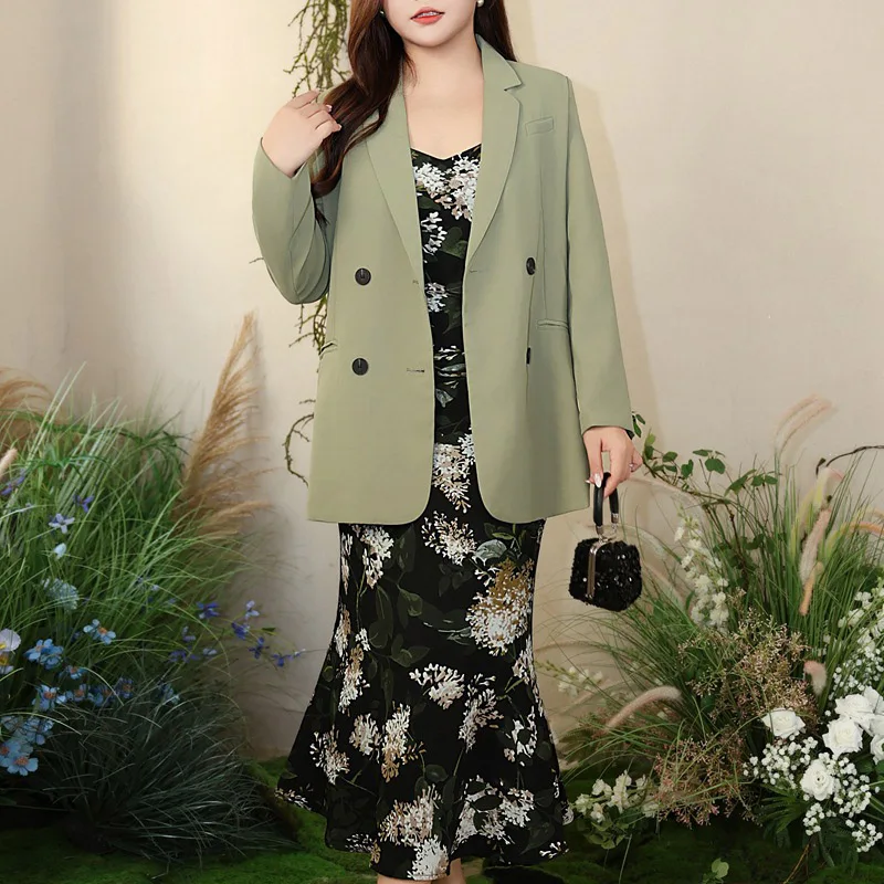 Plus Size Women's Blazer Premium Casual Anti-Wrinkle Twill Drape Effect Loose Commuter Suit Jacket Autumn 2025